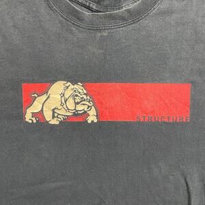 Vintage Structure Bulldog Graphic Gray Long Sleeve T-Shirt Sz L